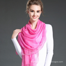 Mei Red Polyester Chiffon Scarf Lace Shawls for Women